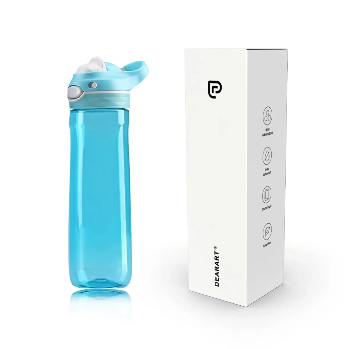 DEARART 750ml (25.4oz) Sky Blue Water Bottle | Leakproof AUTOSEAL Flip Top for School, Gym, Travel - main product image