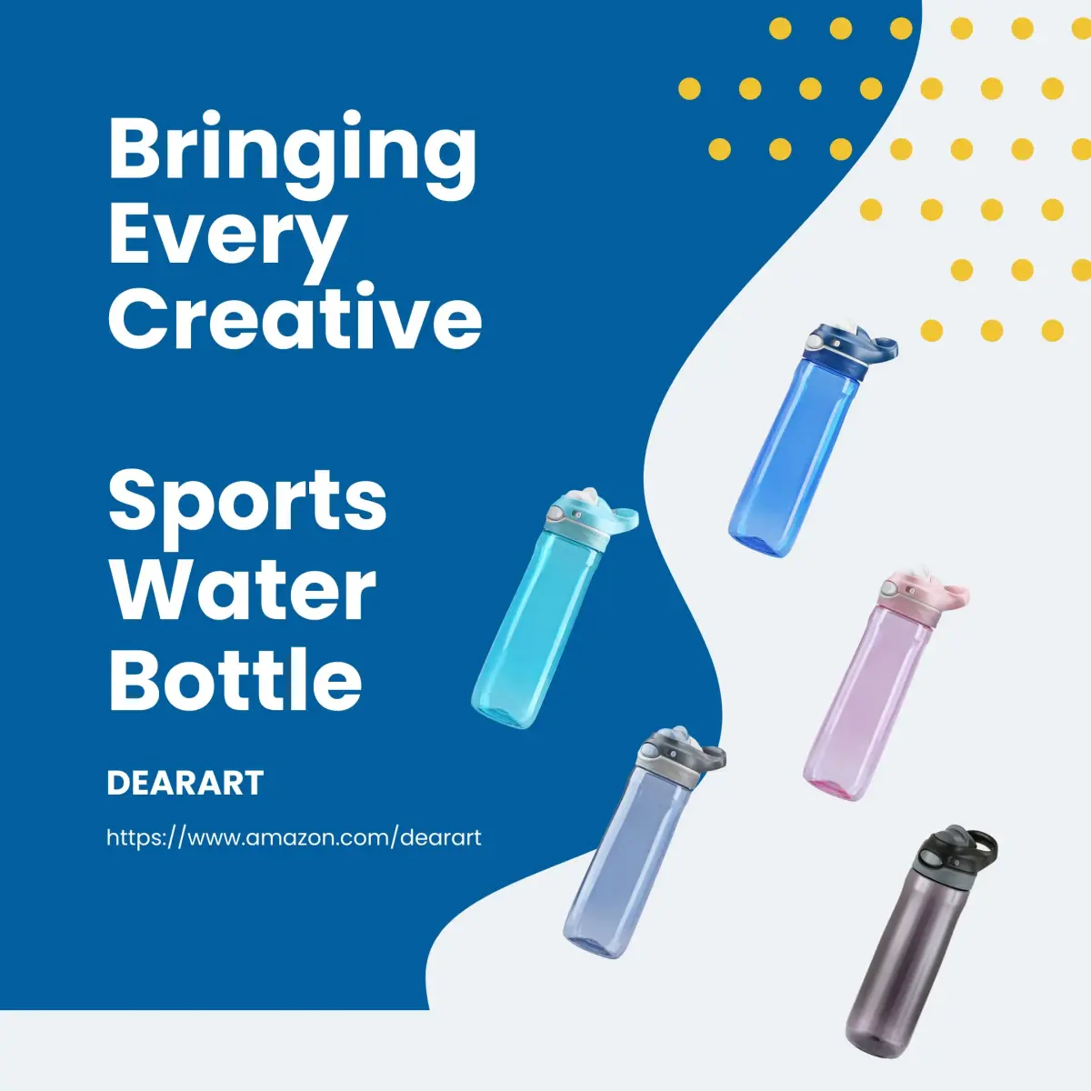 DEARART 750ml (25.4oz) Sky Blue Water Bottle | Leakproof AUTOSEAL Flip Top for School, Gym, Travel - view 7