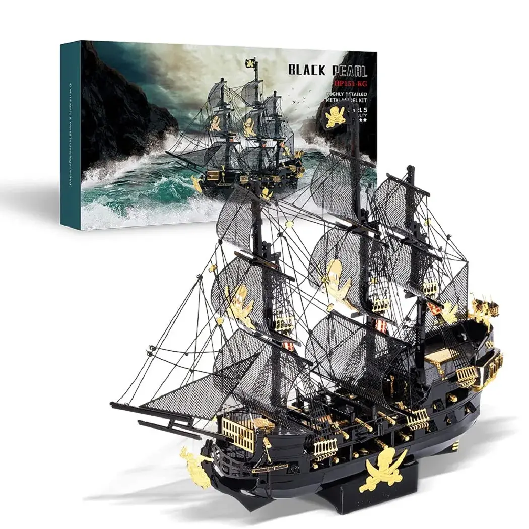 Piececool Black Pearl Pirate Ship 3D Metal Puzzle Model Kit 307 Pieces | Challenging DIY Craft for Adults & Teens - main product image