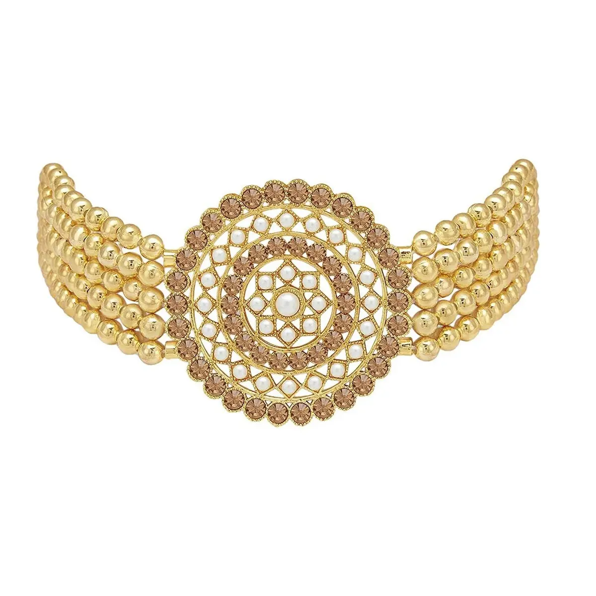 I Jewels 18K Gold Plated Indian Bollywood Beaded Choker Set | Light Weight & Traditional (70-120 chars) - view 5