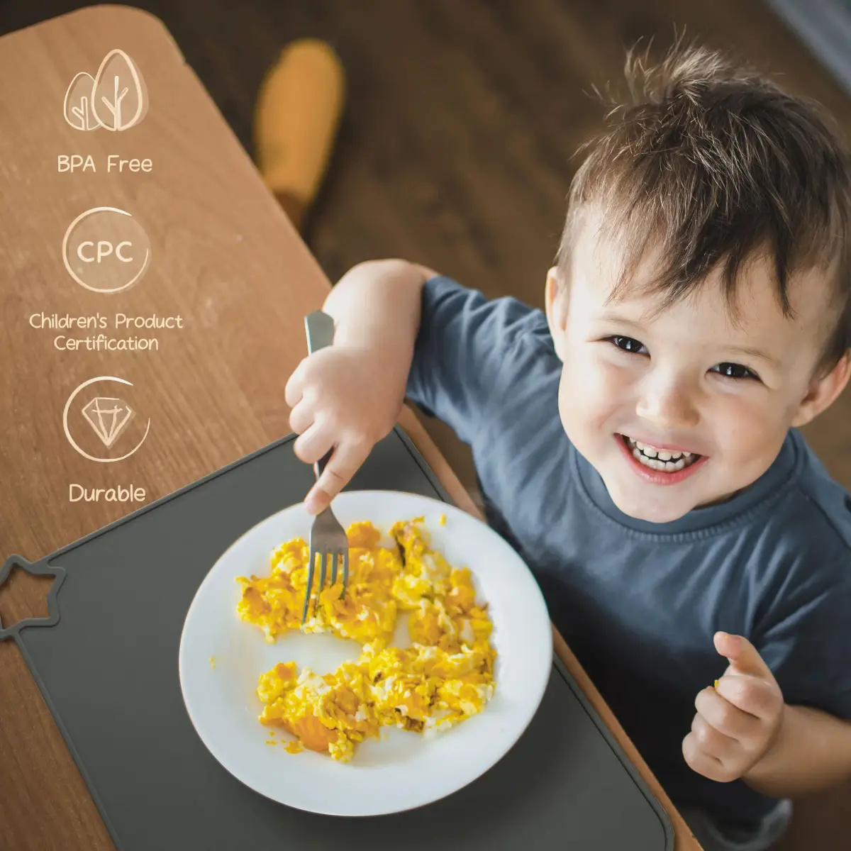 Moonkie Silicone Placemats for Baby & Kid, 2 Packs, 40cm x 30cm (15.7" x 11.7") | Stain-Proof, Non-Slip Toddler Food Mats - view 2