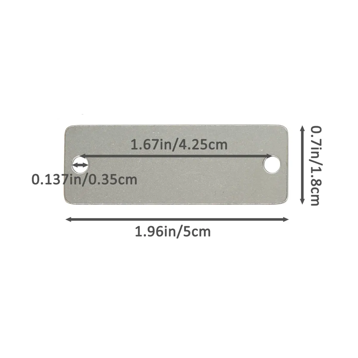 StayMax Stainless Steel Blank Tags Rectangle Stamping Blanks with Two Holes, 5 cm (1.96"x0.7") | 25 Pack for DIY Crafts - view 2