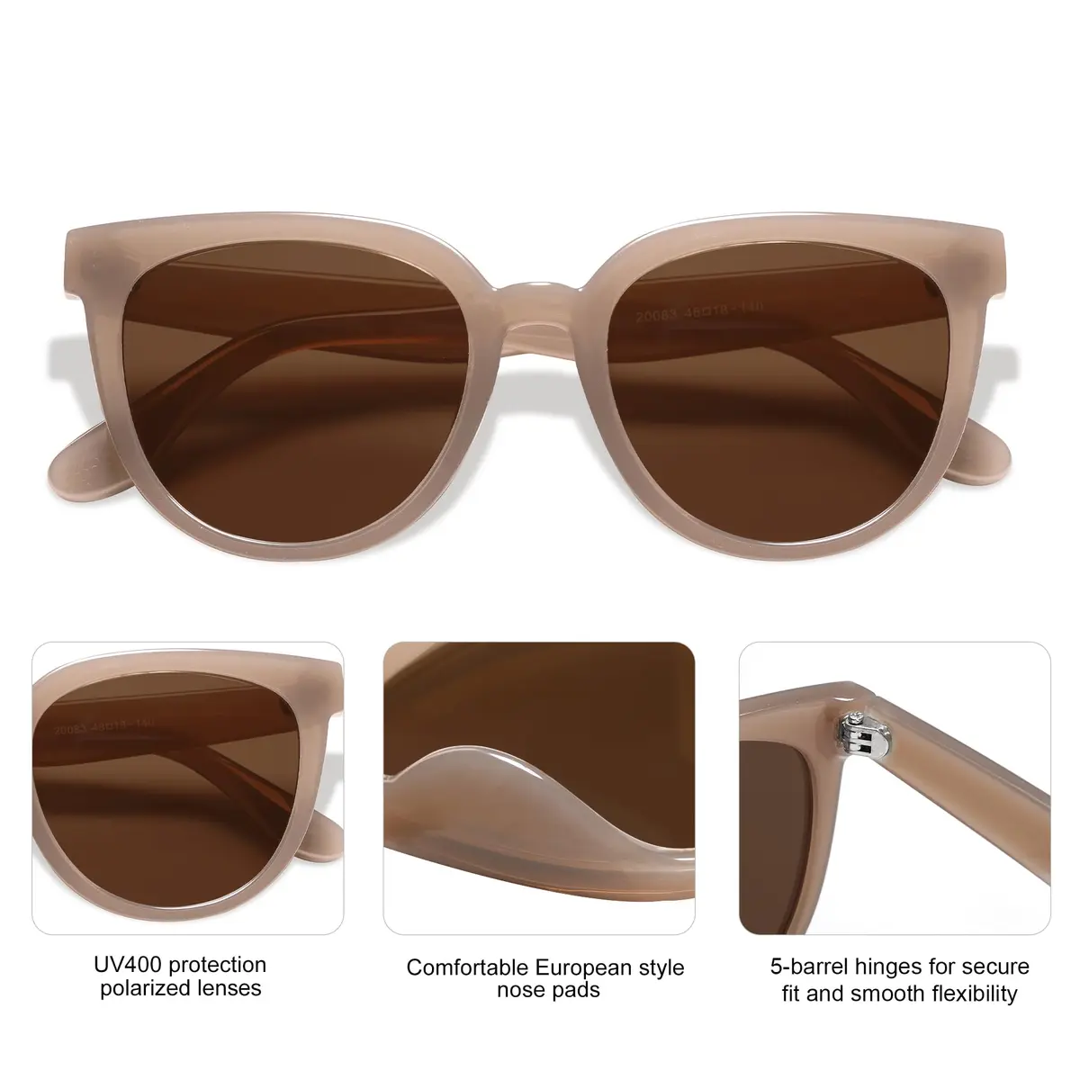 SOJOS Trendy Cat Eye Round Polarized Sunglasses for Women SJ2175 | 53mm (2.09in) Lens Width - view 4