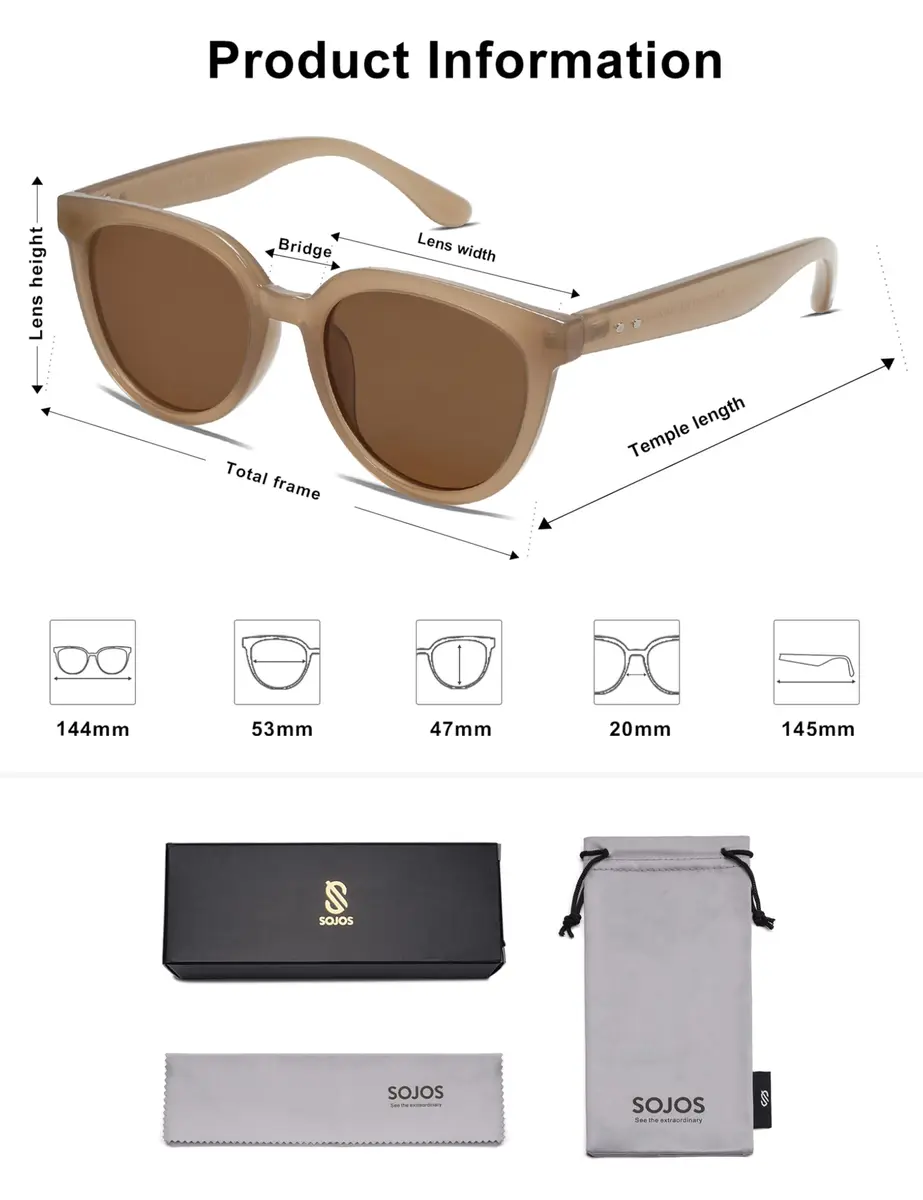 SOJOS Trendy Cat Eye Round Polarized Sunglasses for Women SJ2175 | 53mm (2.09in) Lens Width - view 5