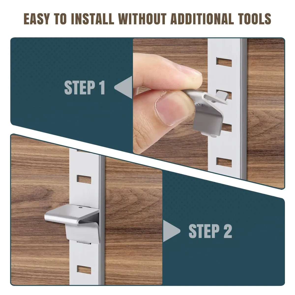 Lenink Pilaster Shelf Clip 28 Pcs Silver | Adjustable Metal Shelf Supports for Home & Office - view 5