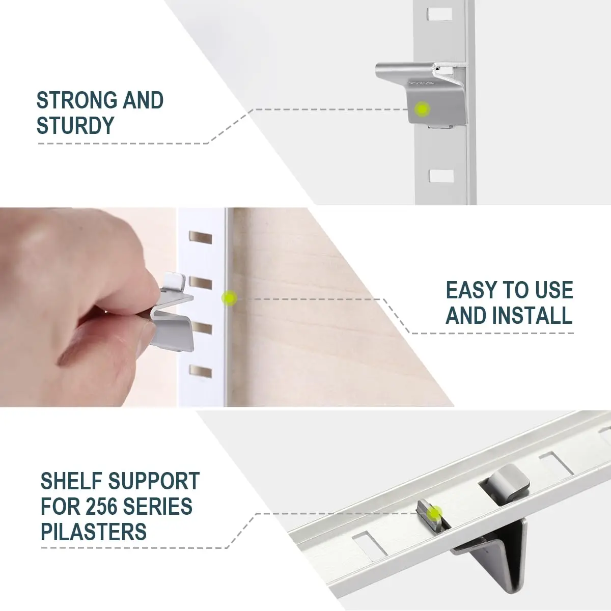 Lenink Pilaster Shelf Clip 28 Pcs Silver | Adjustable Metal Shelf Supports for Home & Office - view 3