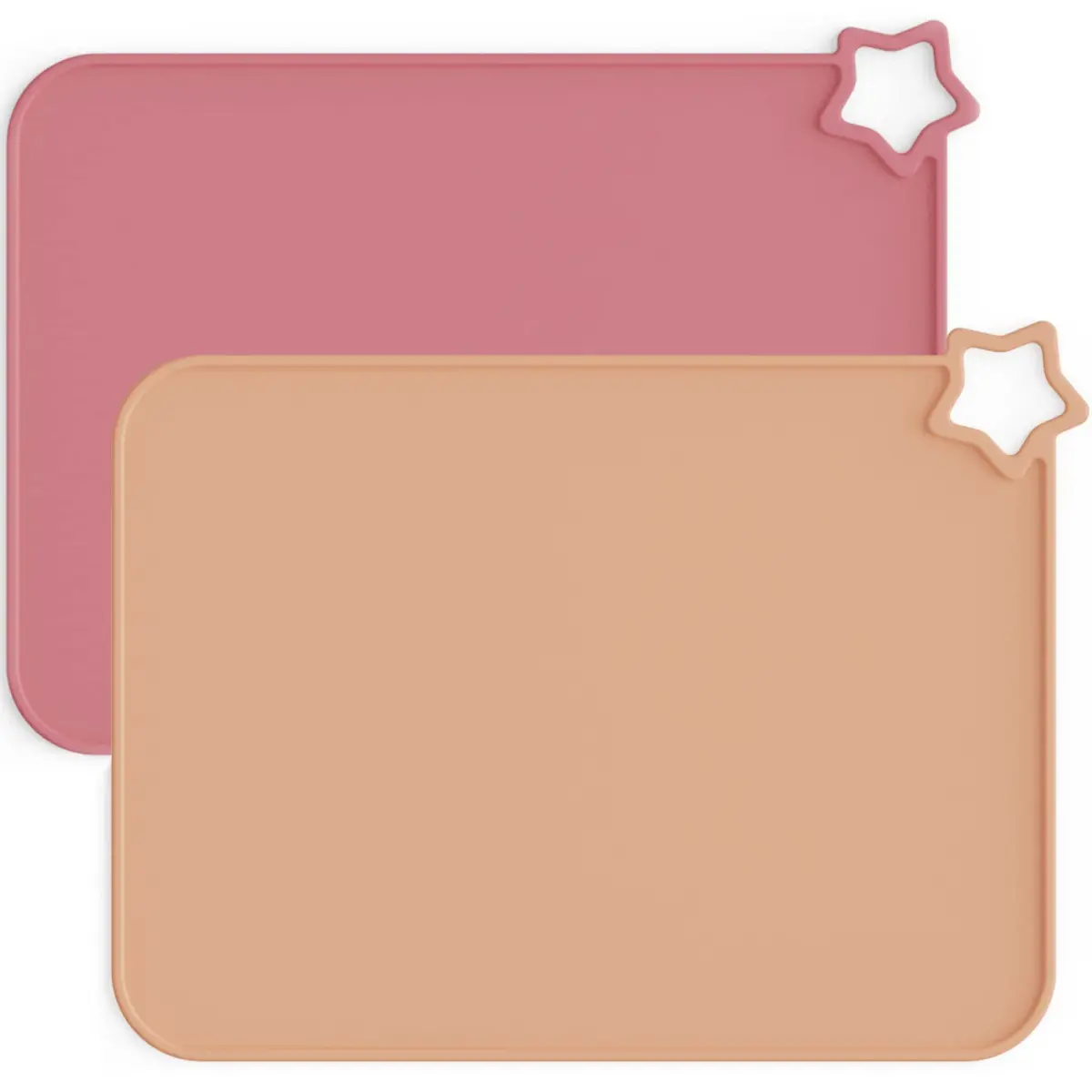 Moonkie Silicone Placemat for Babies & Toddlers (2-Pack, Warm Pink/Muted) | BPA-Free, Non-Slip, Dishwasher Safe - main product image