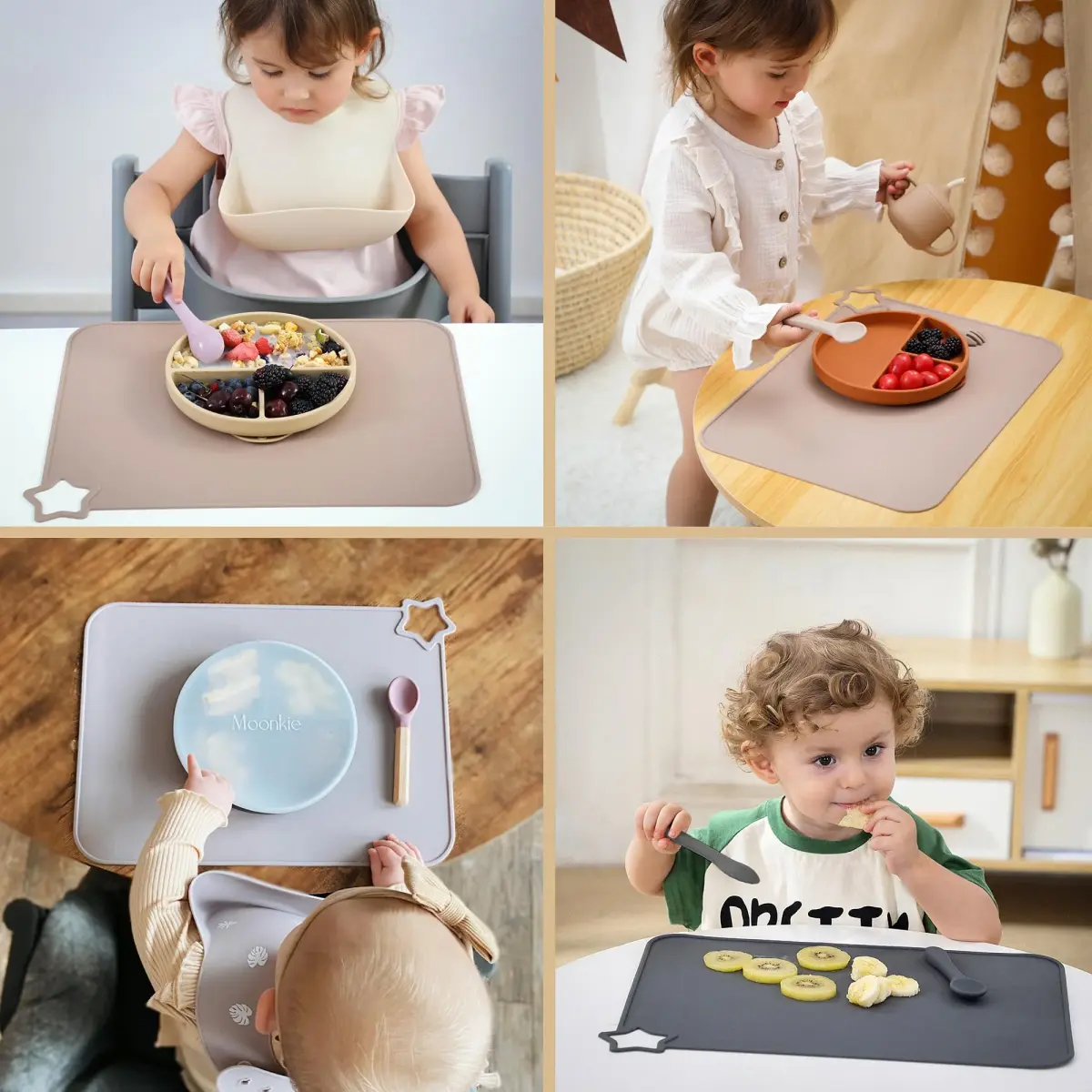Moonkie Silicone Placemat for Babies & Toddlers (2-Pack, Warm Pink/Muted) | BPA-Free, Non-Slip, Dishwasher Safe - view 3