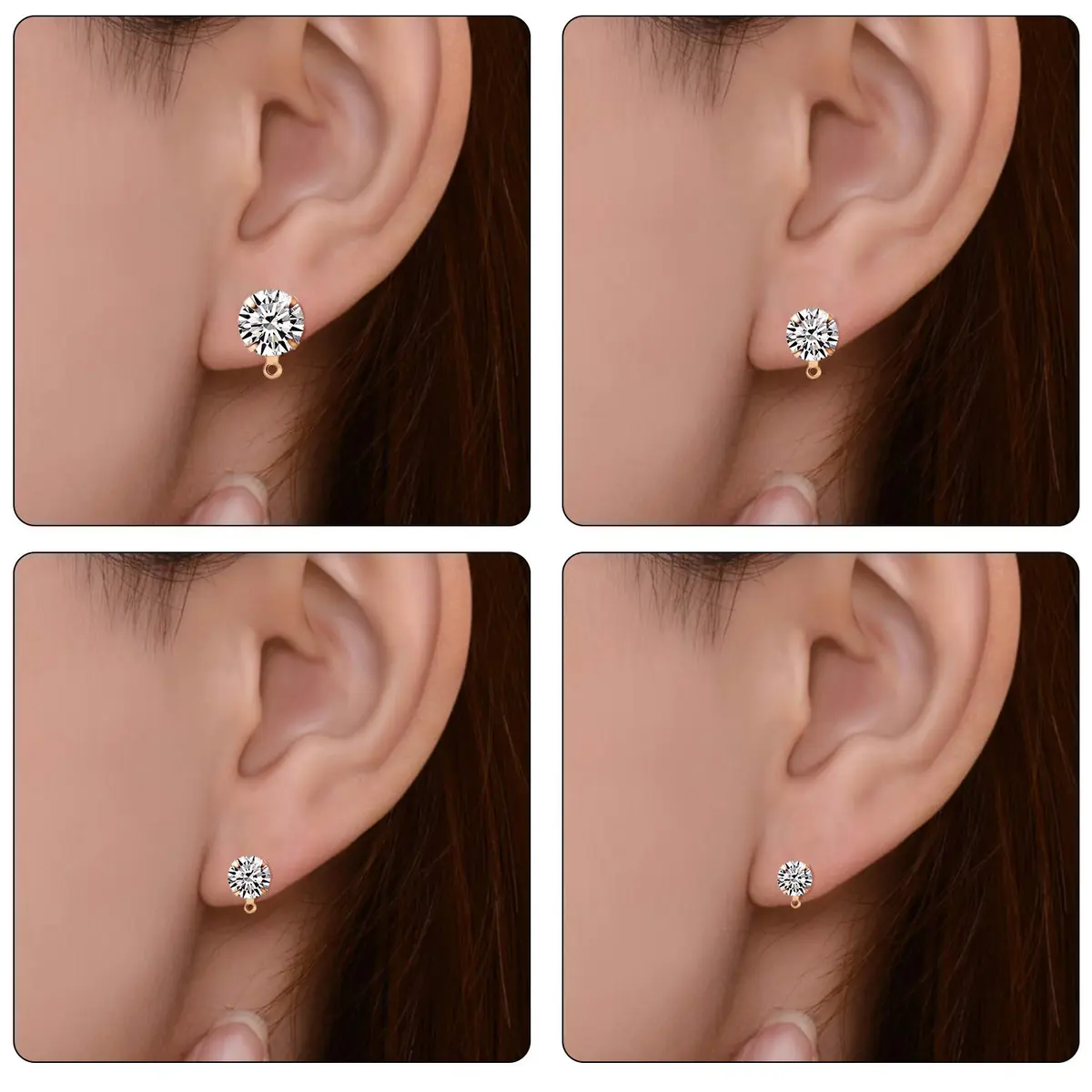 Aylifu Hypoallergenic Earring Posts Studs with Loops & Butterfly Backs, Gold & Silver, 4 Sizes (80pcs Total) - view 5