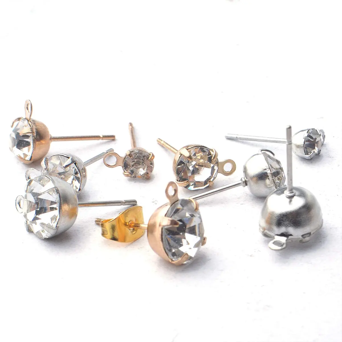Aylifu Hypoallergenic Earring Posts Studs with Loops & Butterfly Backs, Gold & Silver, 4 Sizes (80pcs Total) - view 6