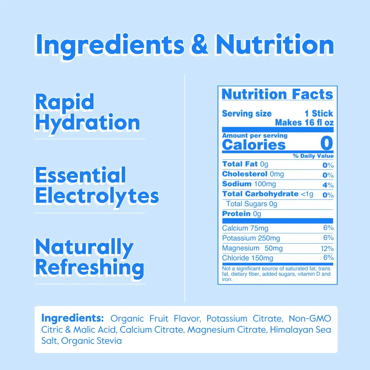 Nectar Hydration Packets Sugar-Free Electrolyte Powder (18 Pack Variety) | Organic Fruit Flavored Hydration - view 6