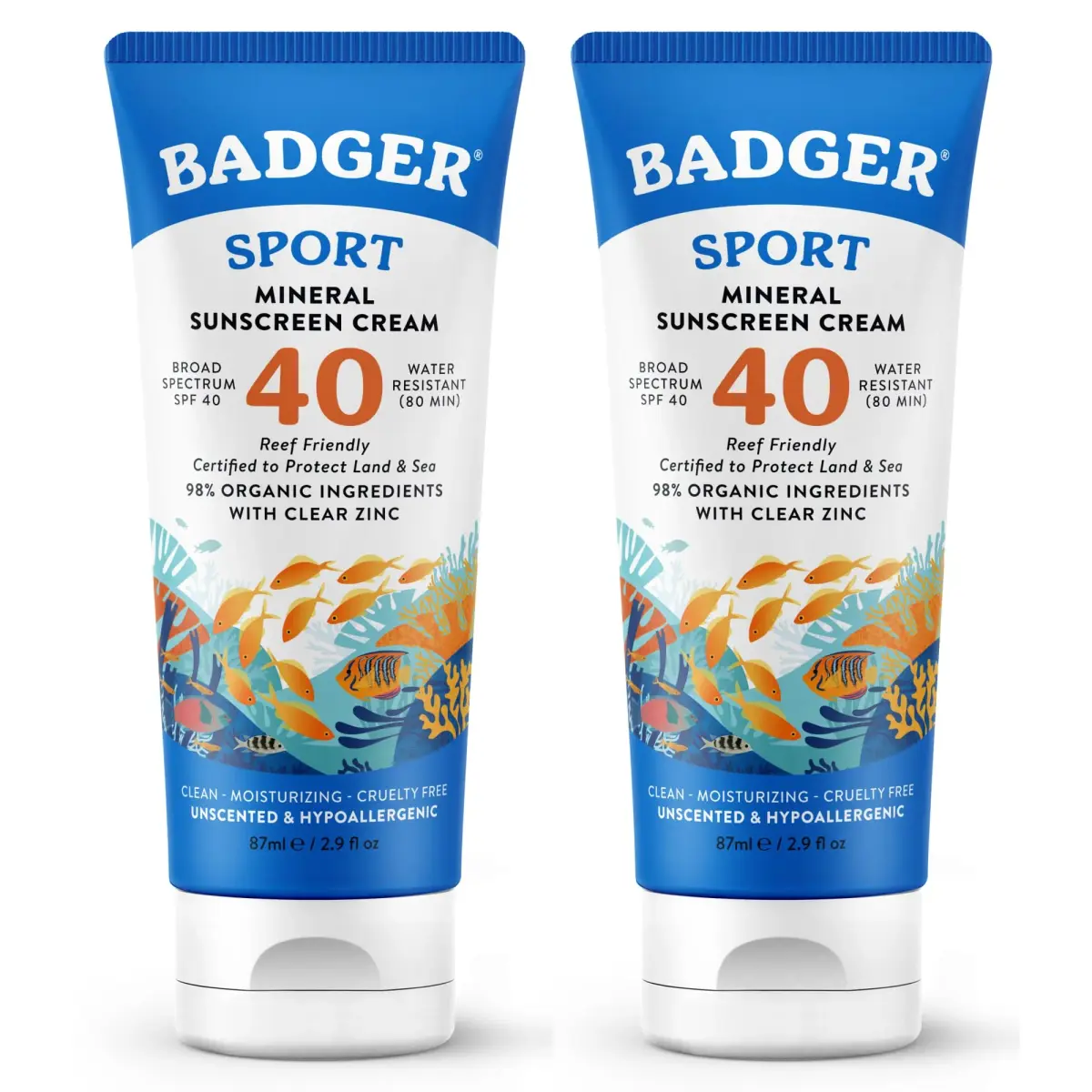 Badger Sport Mineral Sunscreen SPF 40, 5.8 fl oz (163 g) | Reef Safe, 98% Organic, Water Resistant - main product image