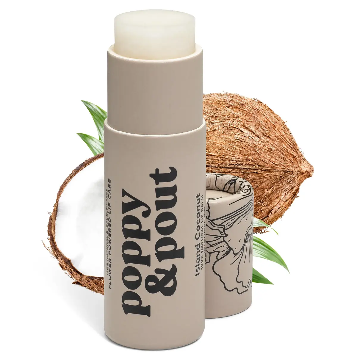 Poppy & Pout Island Coconut Jumbo Lip Balm | Hydrates with Beeswax, Vitamin E, Organic Coconut Oil | Cruelty-Free - main product image