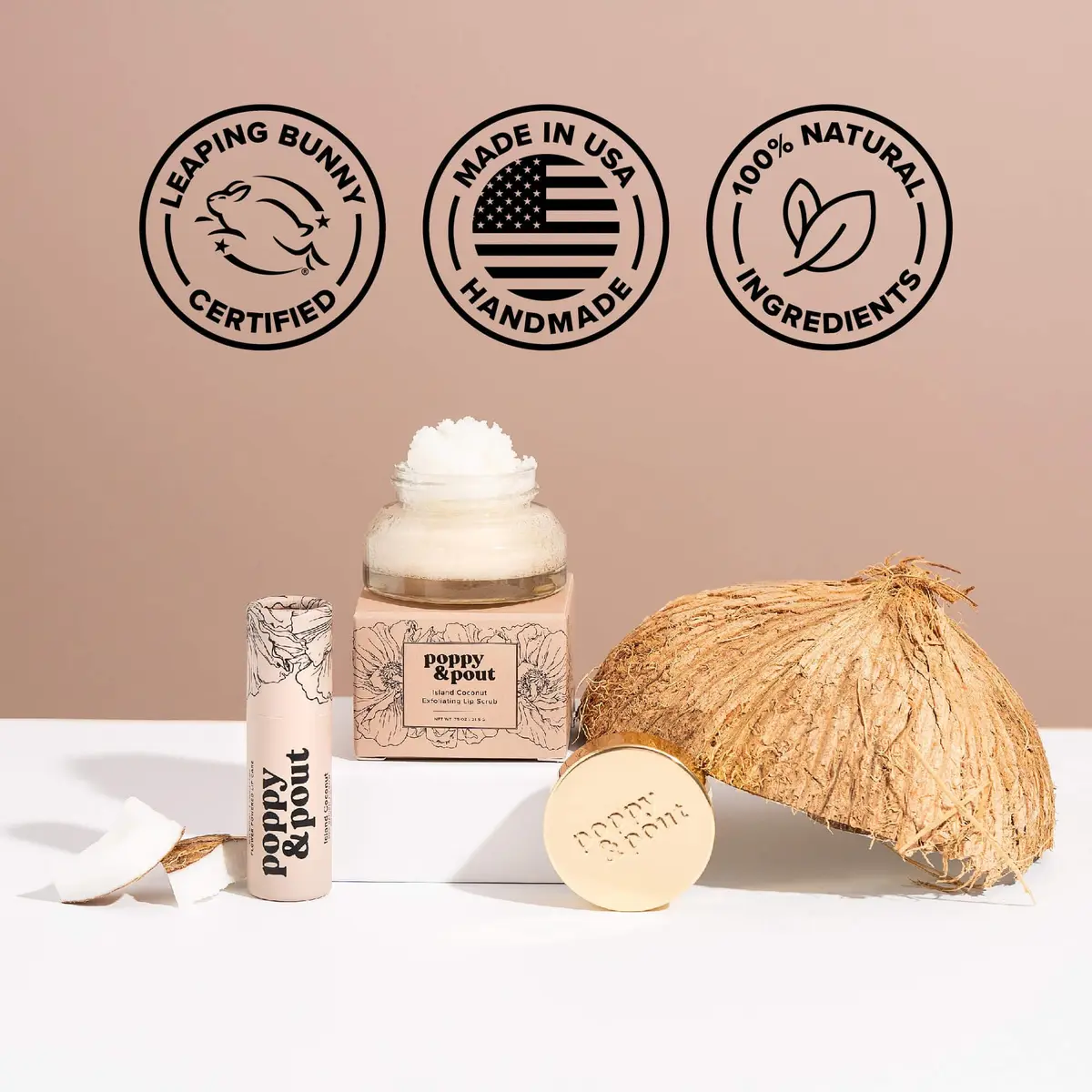 Poppy & Pout Island Coconut Jumbo Lip Balm | Hydrates with Beeswax, Vitamin E, Organic Coconut Oil | Cruelty-Free - view 5