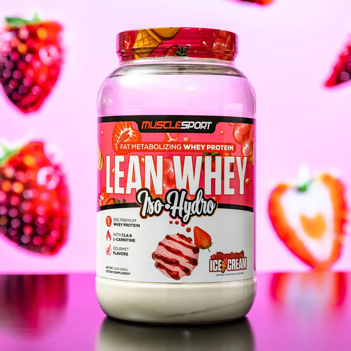 Musclesport Lean Whey Revolution™ Protein Powder - Whey Protein Isolate - 25g Protein per Scoop (2LB, Strawberry) - view 5