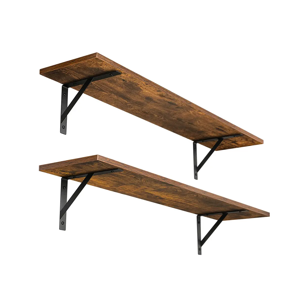 DINZI LVJ Long Wall Shelves 31.5" Rustic Brown | Space-Saving Wall Storage - main product image