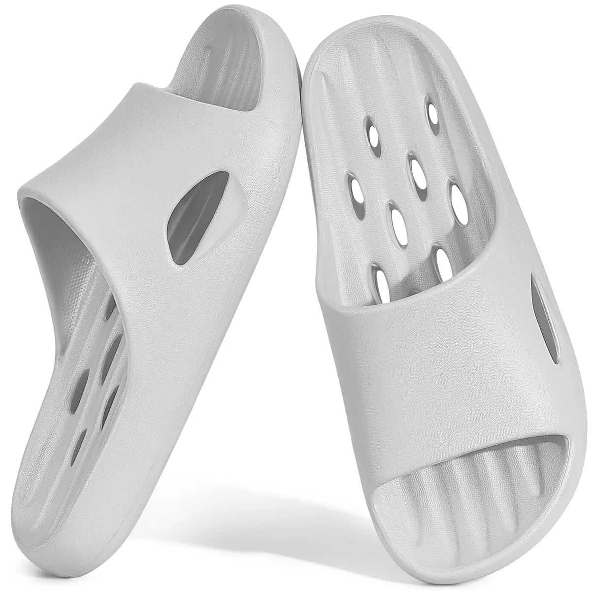 Aoowoll Shower Shoes for Men & Women, Non Slip Quick-Dry Slides, Grey EU42 | Waterproof, Anti-Slip, Lightweight - main product image
