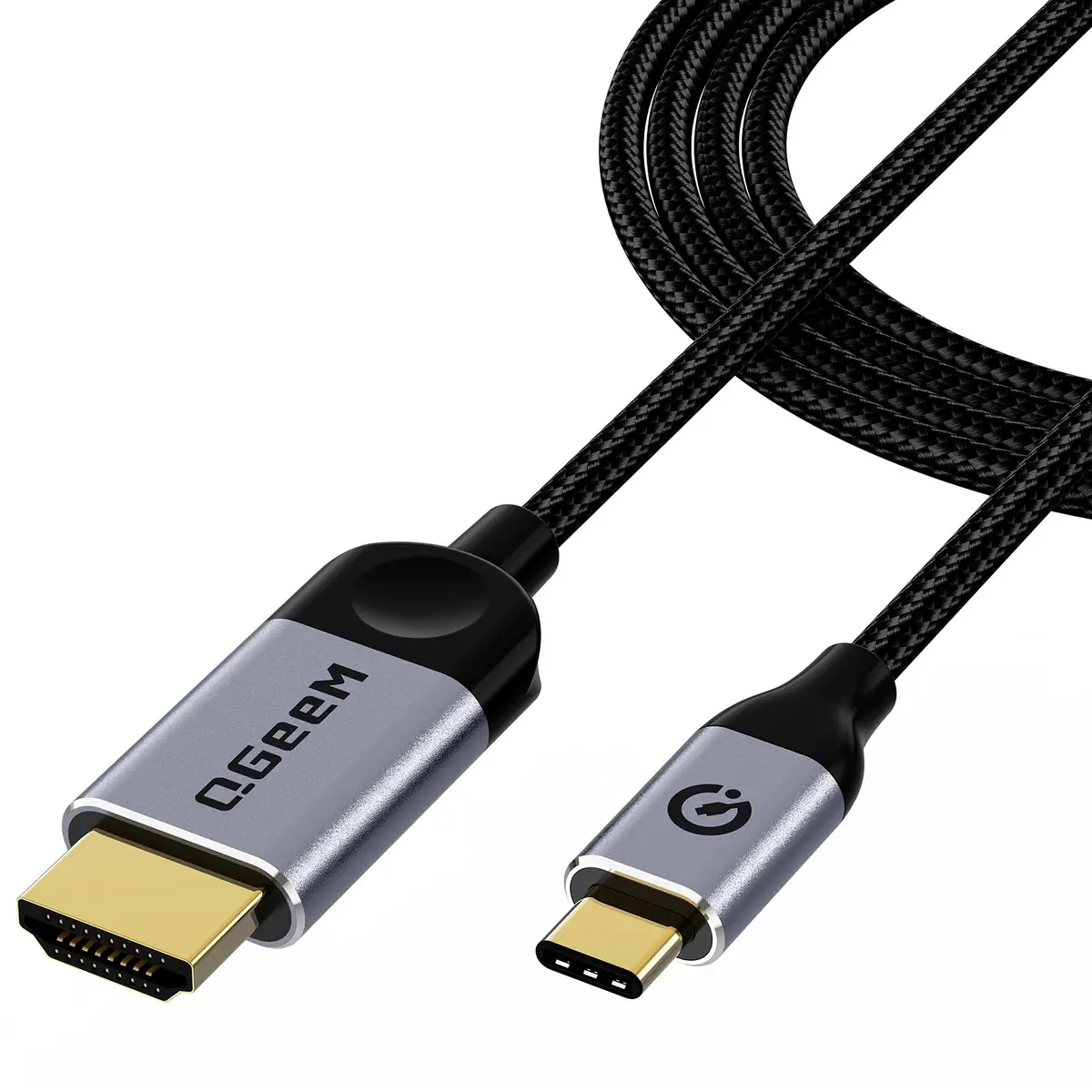 QGeeM USB C to HDMI 4K Cable 10FT | Thunderbolt 3/4/5 Compatible, 4K@30Hz, Braided Nylon, Aluminum Heat Dissipation - main product image