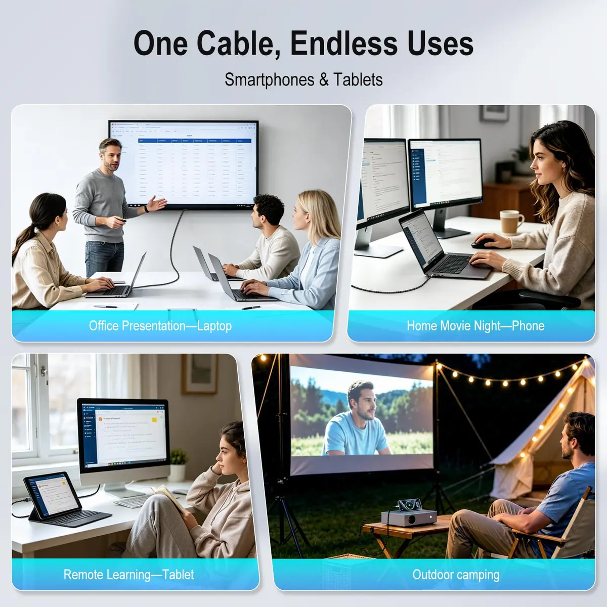 QGeeM USB C to HDMI 4K Cable 10FT | Thunderbolt 3/4/5 Compatible, 4K@30Hz, Braided Nylon, Aluminum Heat Dissipation - view 8