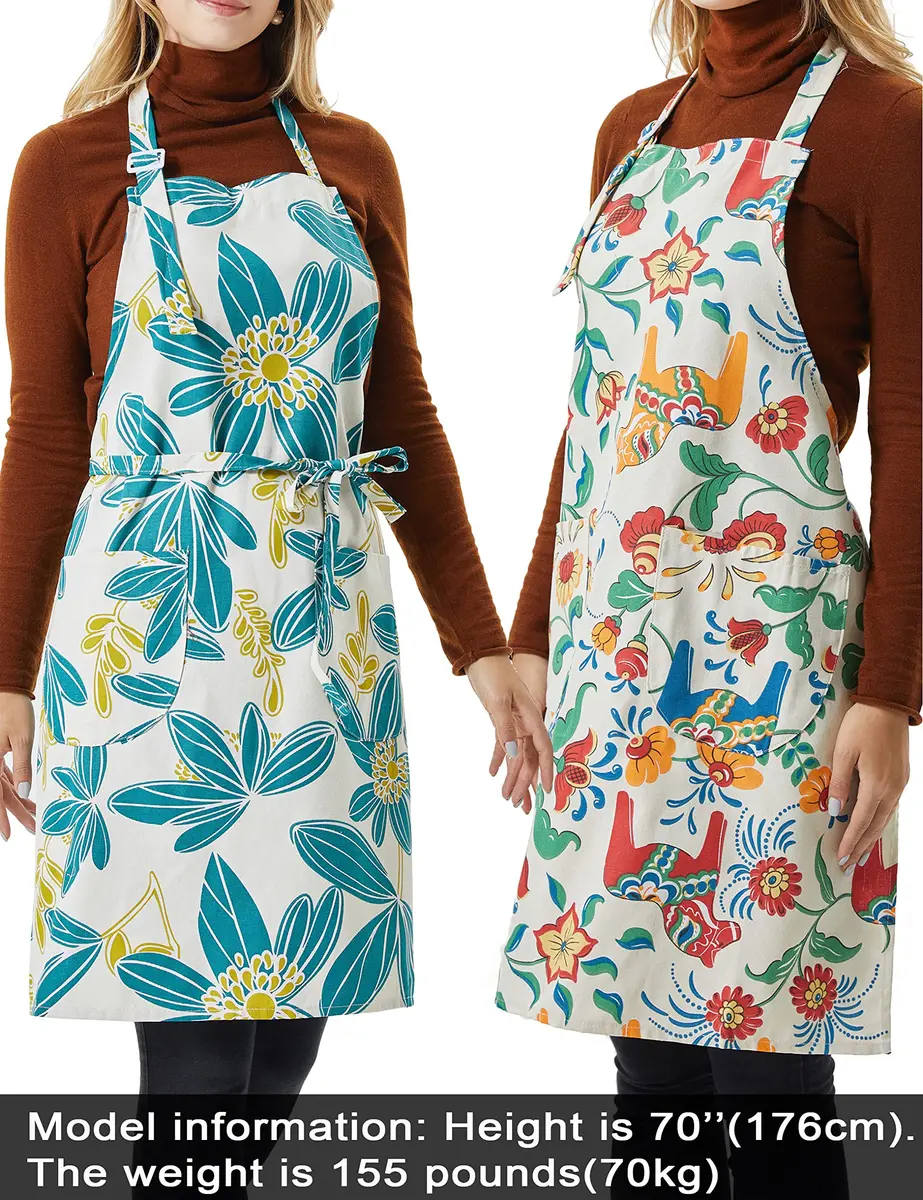 APRONNER 3 PCS Cooking Aprons for Women with Pockets | Vintage Cotton Linen Adjustable Fit - view 6
