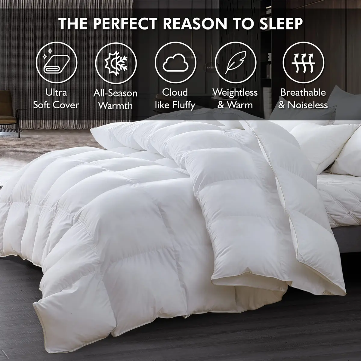 EGYPTIAN BEDDING California King Comforter 108" x 98" | 68 oz. Egyptian Cotton Cloud-Like Feel - view 4