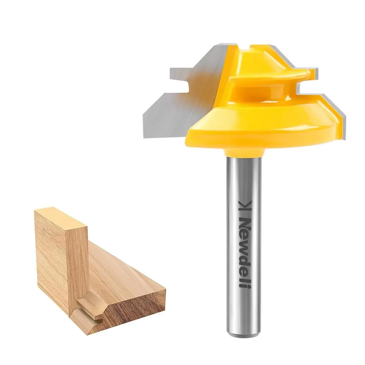 Newdeli 45 Degree Lock Miter Router Bit 1/4 Shank, 1/2 Stock Joint Woodworking Bit | Carbide Tipped for Furniture Making - main product image