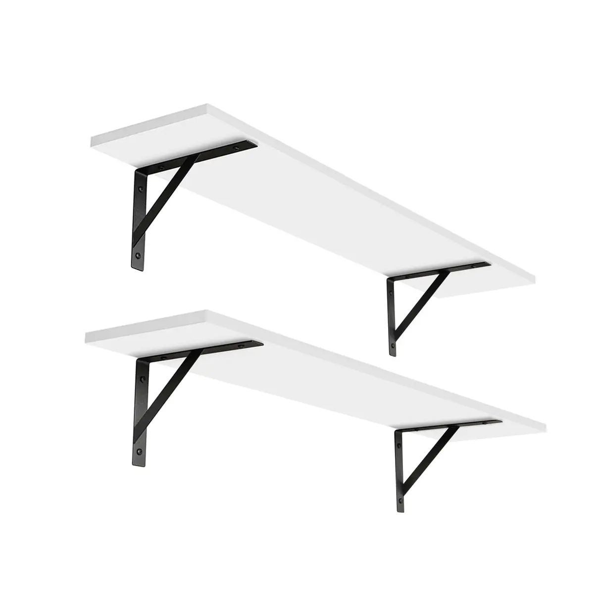 DINZI LVJ Large White Floating Wall Shelf | Modern Minimalist Wall Storage with Metal Brackets - main product image