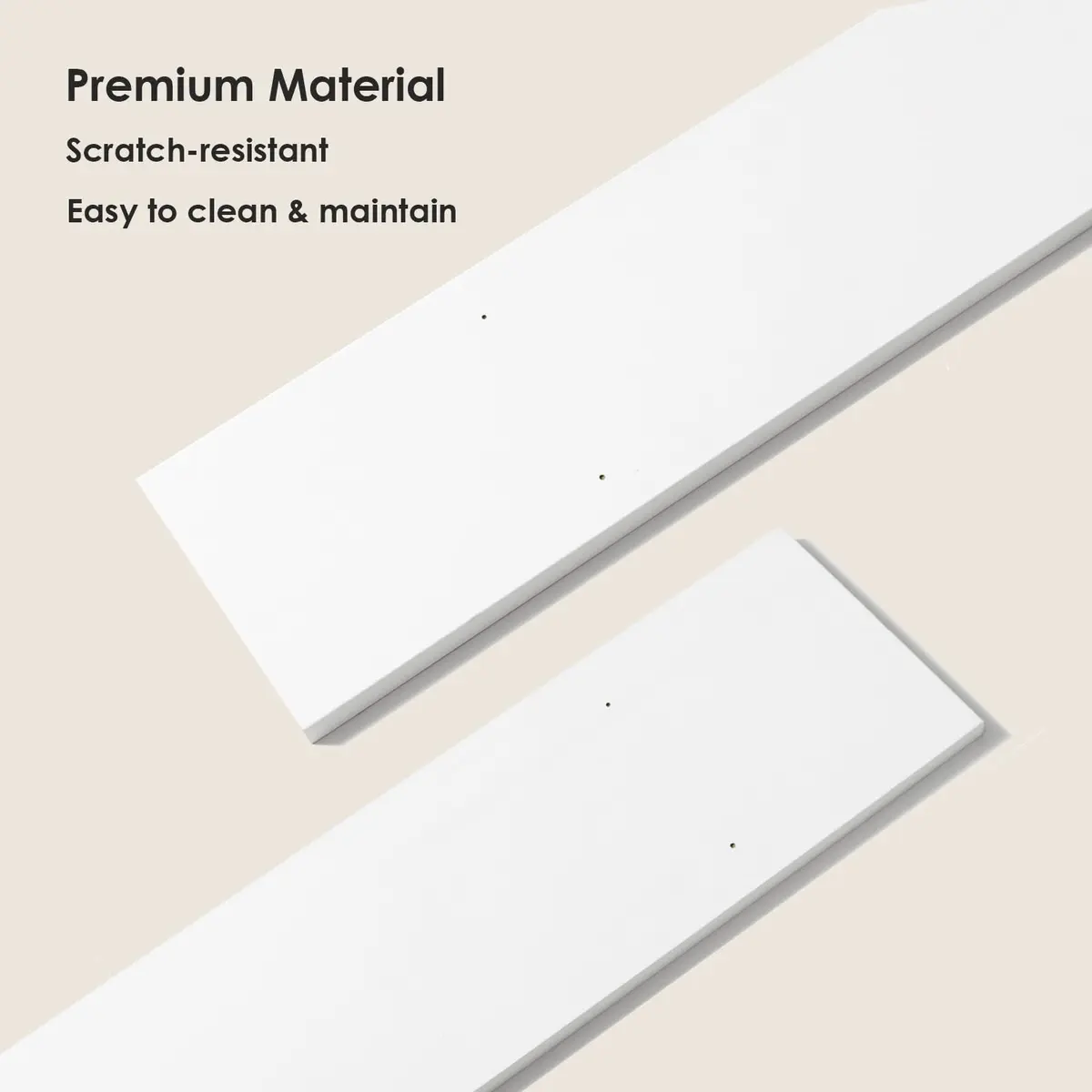 DINZI LVJ Large White Floating Wall Shelf | Modern Minimalist Wall Storage with Metal Brackets - view 9