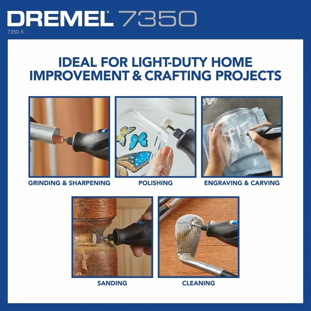 Dremel 7350 4V Cordless Rotary Tool Kit with 5 Accessories, 12000 RPM, USB-C Rechargeable Battery | Lightweight DIY & Crafting Tool - view 7