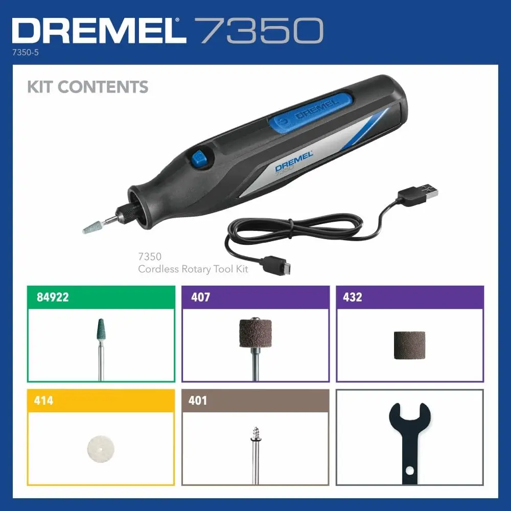 Dremel 7350 4V Cordless Rotary Tool Kit with 5 Accessories, 12000 RPM, USB-C Rechargeable Battery | Lightweight DIY & Crafting Tool - view 3