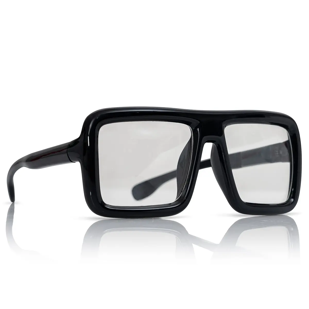 Skeleteen Big Fake Oversized Black Glasses – Thick Shiny Square Frames Nerd Costume Accessory (One Size) - main product image