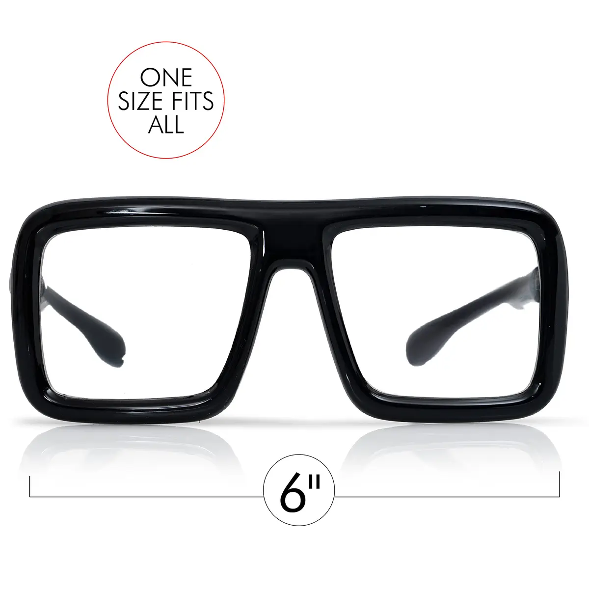 Skeleteen Big Fake Oversized Black Glasses – Thick Shiny Square Frames Nerd Costume Accessory (One Size) - view 6