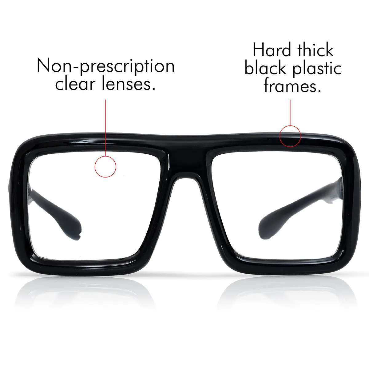 Skeleteen Big Fake Oversized Black Glasses – Thick Shiny Square Frames Nerd Costume Accessory (One Size) - view 2