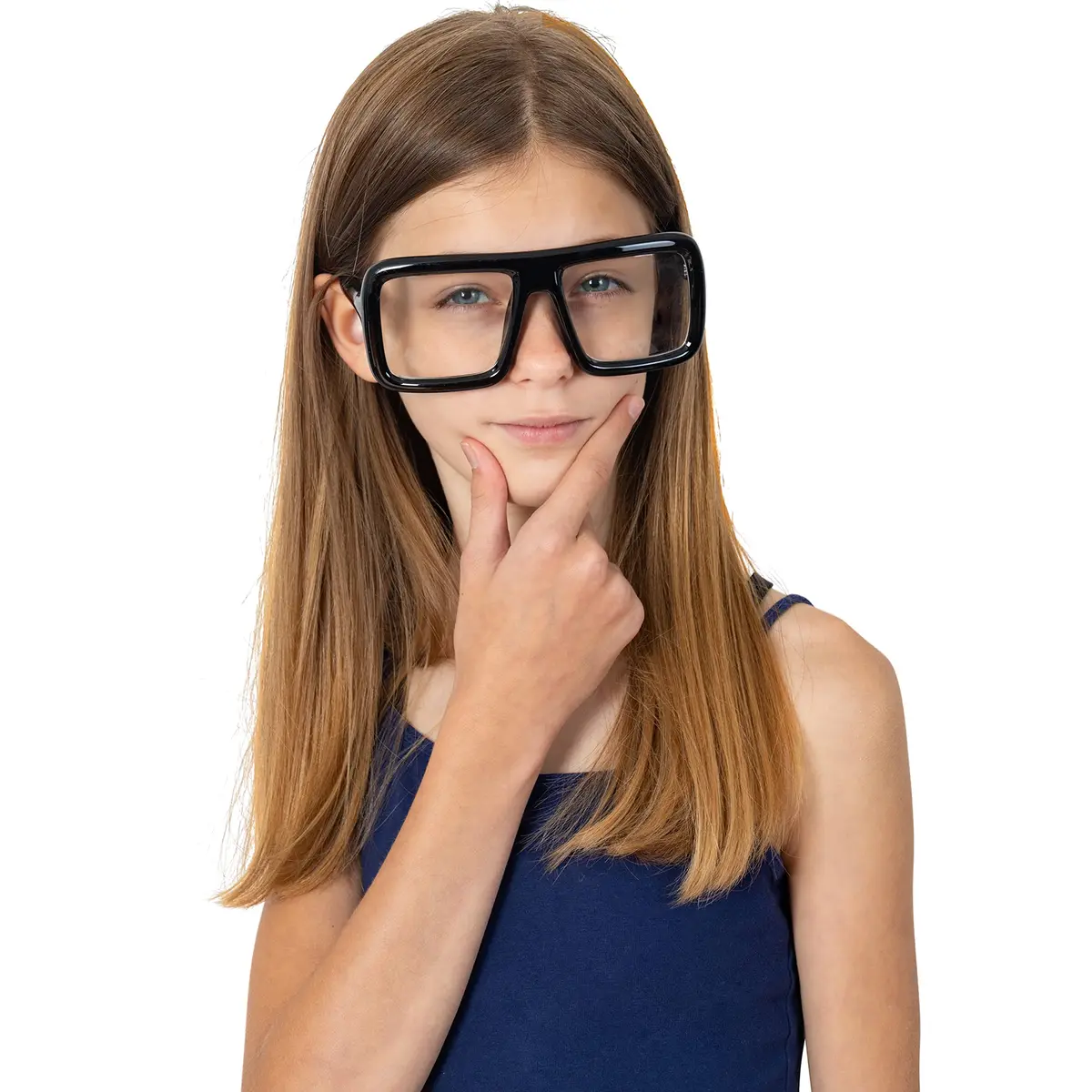Skeleteen Big Fake Oversized Black Glasses – Thick Shiny Square Frames Nerd Costume Accessory (One Size) - view 3