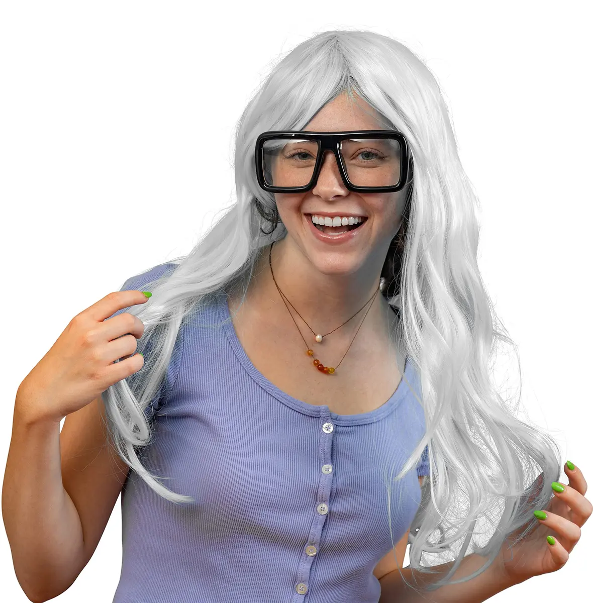 Skeleteen Big Fake Oversized Black Glasses – Thick Shiny Square Frames Nerd Costume Accessory (One Size) - view 4