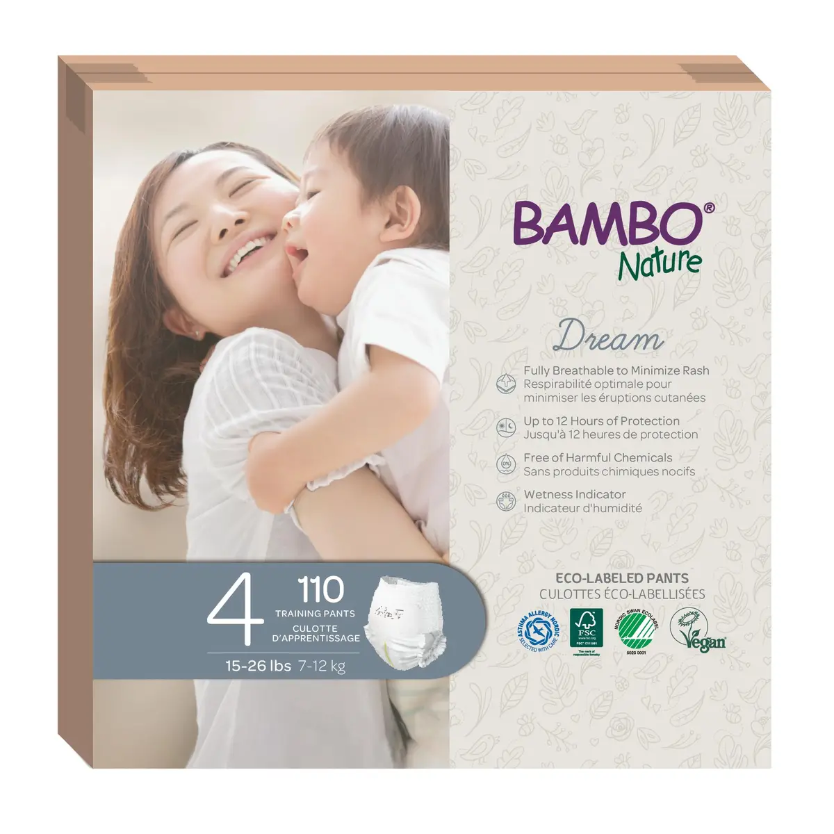 AmazonUs/KCKAC Bambo Nature Hypoallergenic Training Pants Size 4 | Chlorine-Free, Skin Friendly, Eco-Labeled (23.4 inches, 8.6 lbs) - main product image