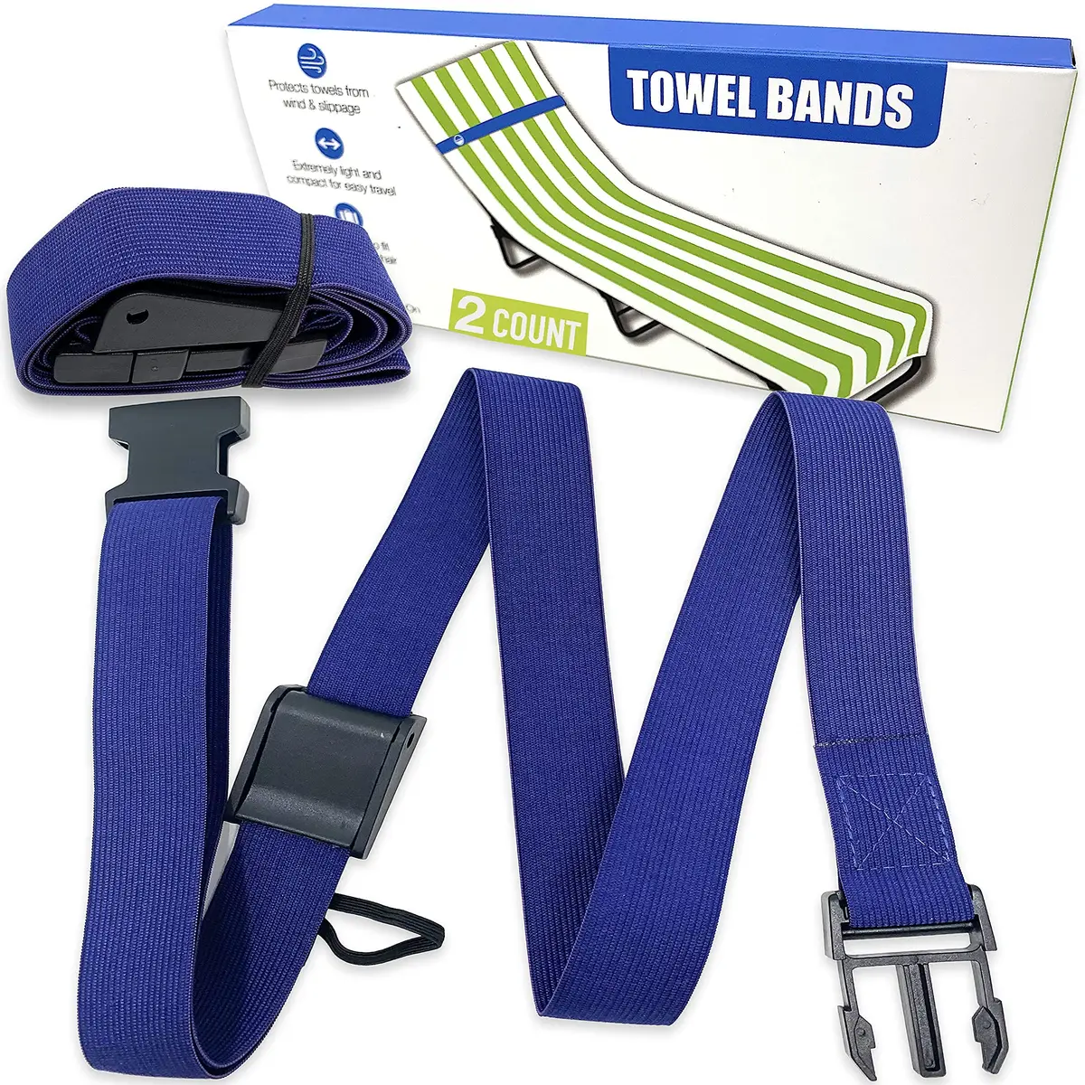 Cruise On Towel Bands for Cruise Chairs, 2 Pack, Multicolor | Secure Beach Towel Clips for Wind Protection - view 2