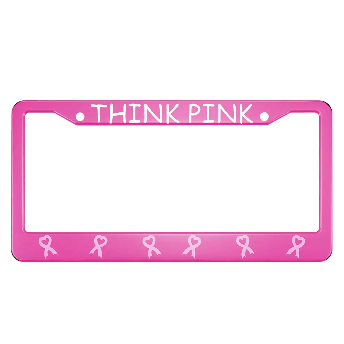 HOSNYE Pink Ribbon License Plate Frame 12x6 Inch | Caring for Women's Health Metal Cover - main product image