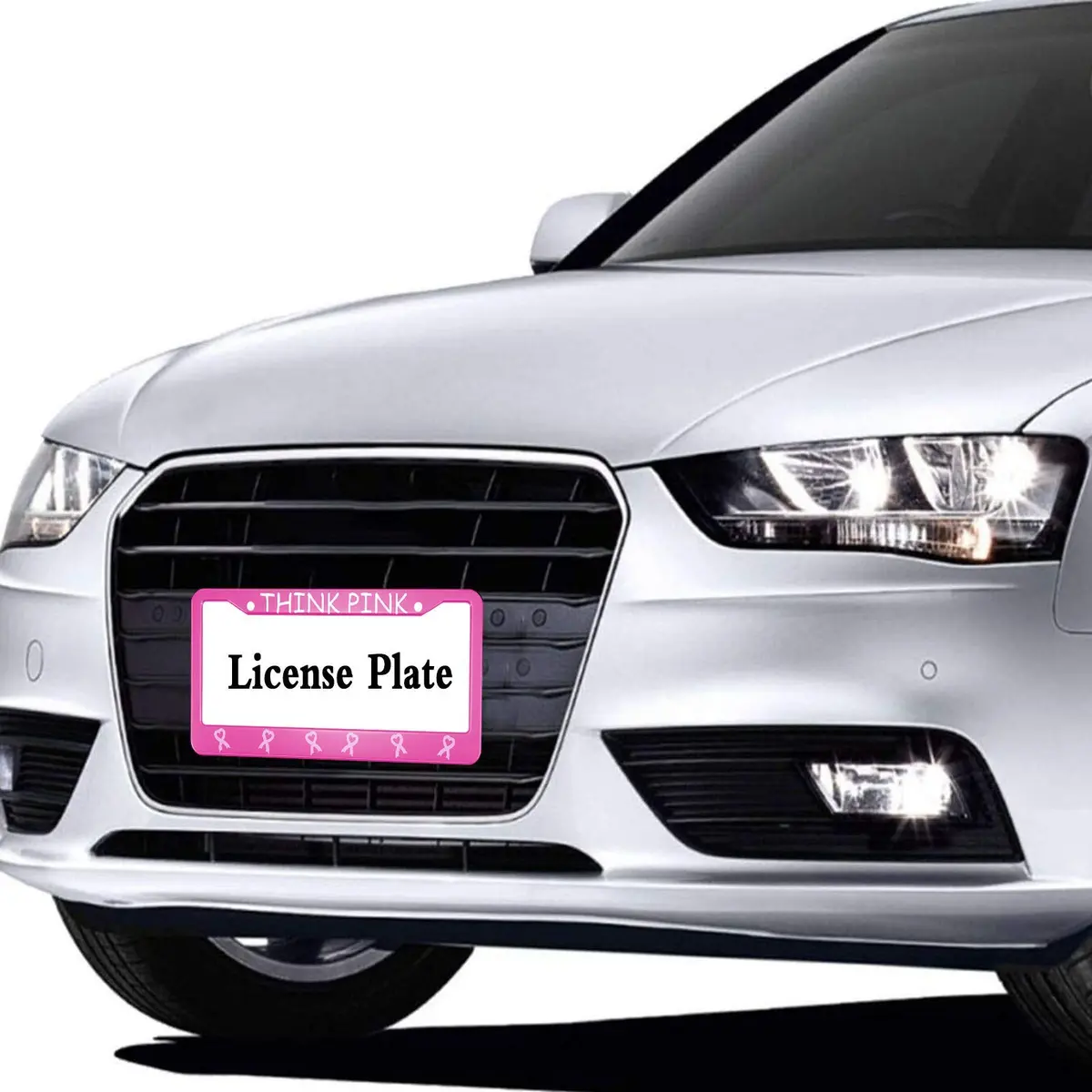 HOSNYE Pink Ribbon License Plate Frame 12x6 Inch | Caring for Women's Health Metal Cover - view 4