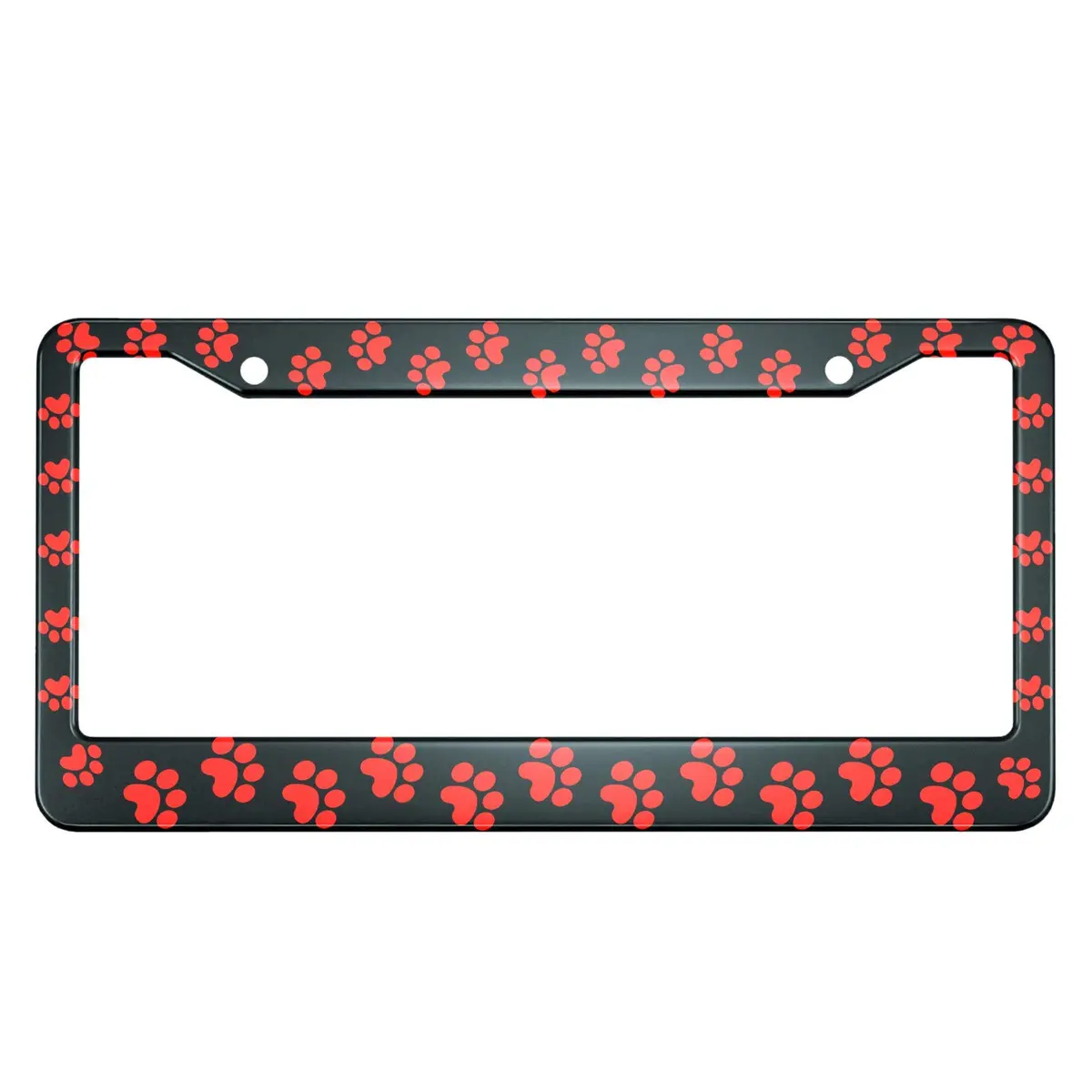 HOSNYE Animal Dog Paw License Plate Frame 12 x 6 Inch | Red Paw Metal Cover for US Vehicles - main product image