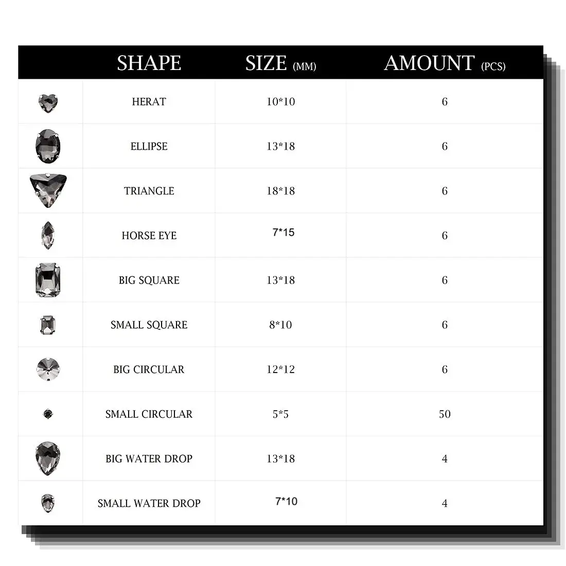 TANOSII Mixed Shapes Glass Sew-On Rhinestones 100 PCS | Crystal Gems with Silver Claw for Jewelry Crafts Clothes Shoes Costume Garment - view 5