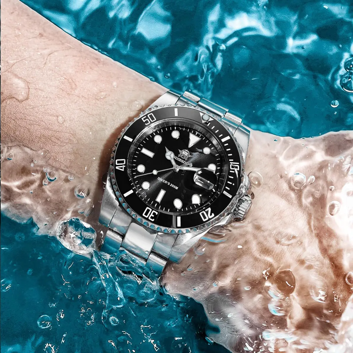 ADDIESDIVE Men's Quartz Dive Watch 41mm Black Dial Stainless Steel | 200M Water Resistant - view 8