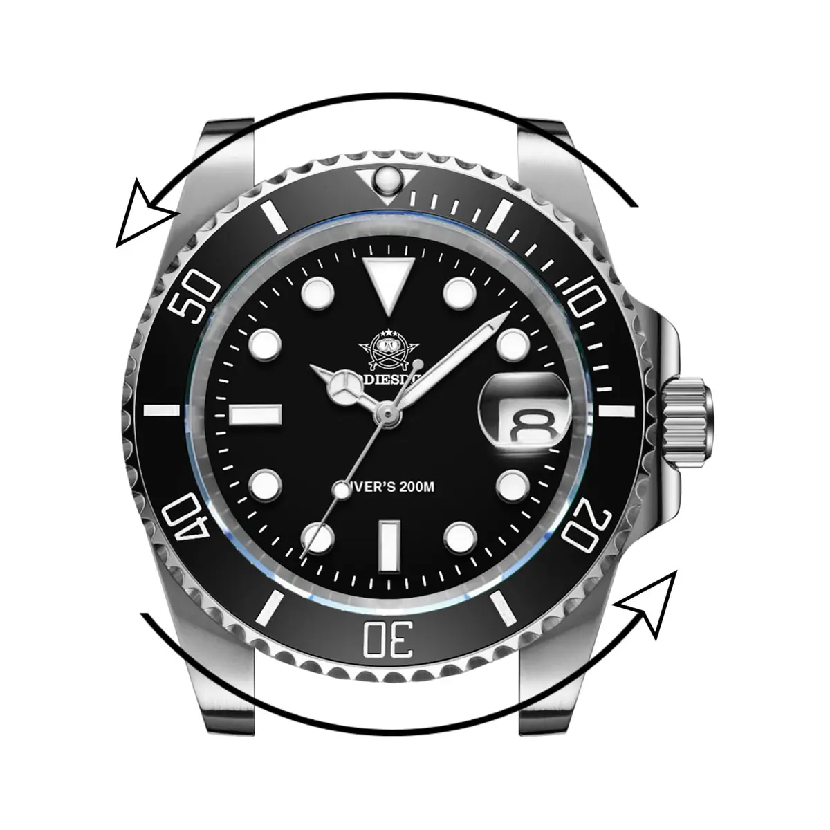 ADDIESDIVE Men's Quartz Dive Watch 41mm Black Dial Stainless Steel | 200M Water Resistant - view 2