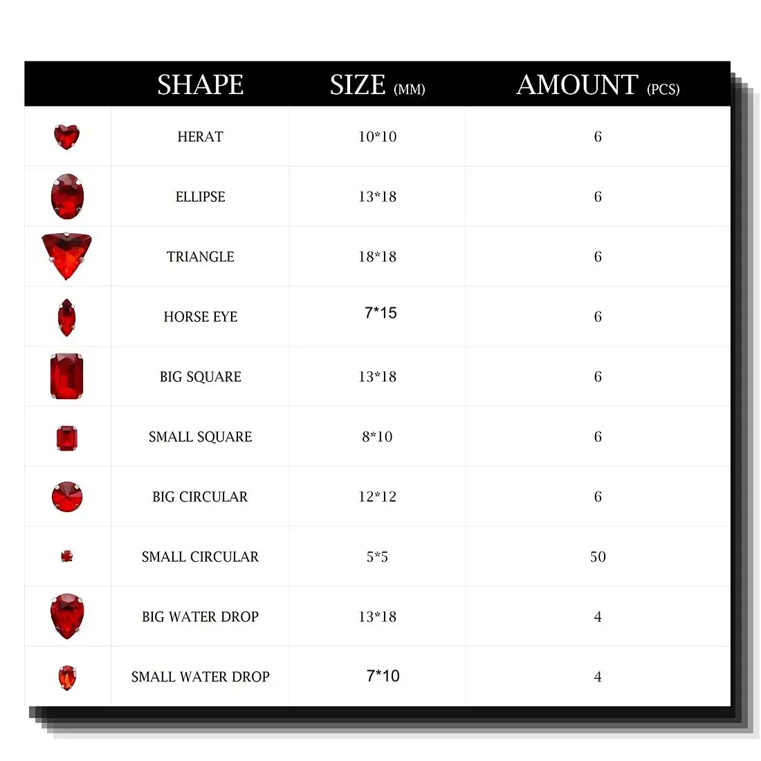 TANOSII Mixed Shapes Glass Sew-On Rhinestones 100 PCS | Crystal Gems with Silver Claw for Jewelry Crafts Clothes Shoes Costume Garment Red - view 5