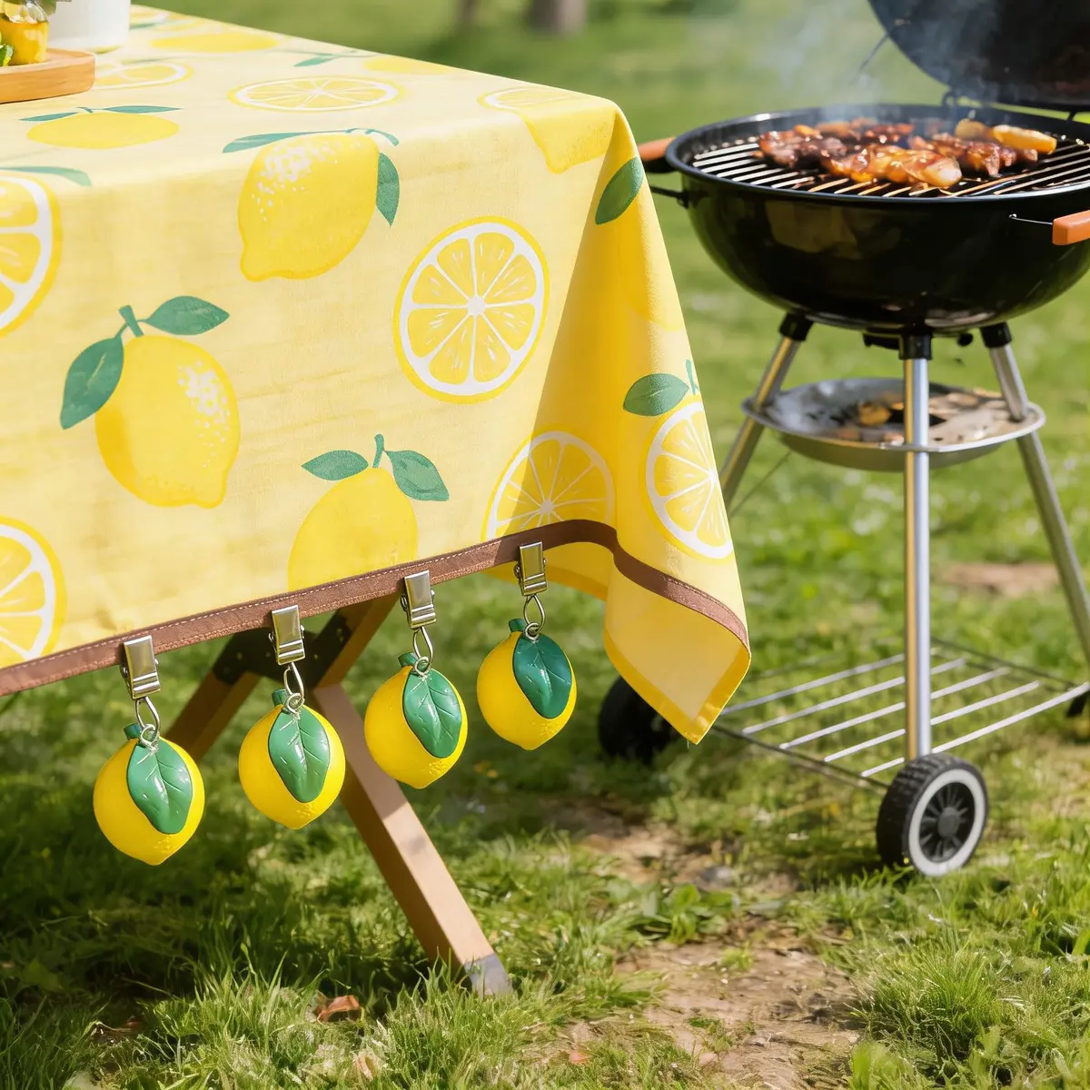 TwoFish Lemon Tablecloth Clamps Set of 4 | Handmade Resin Lemon Design for Outdoor & Indoor Use - main product image