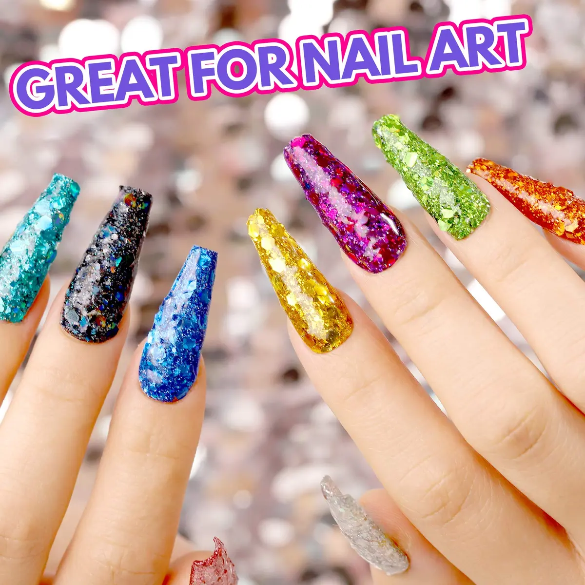 LEOBRO Holographic Chunky Glitter 32 Colors | Sparkling Craft Flakes for Resin, Nails & Face - view 7