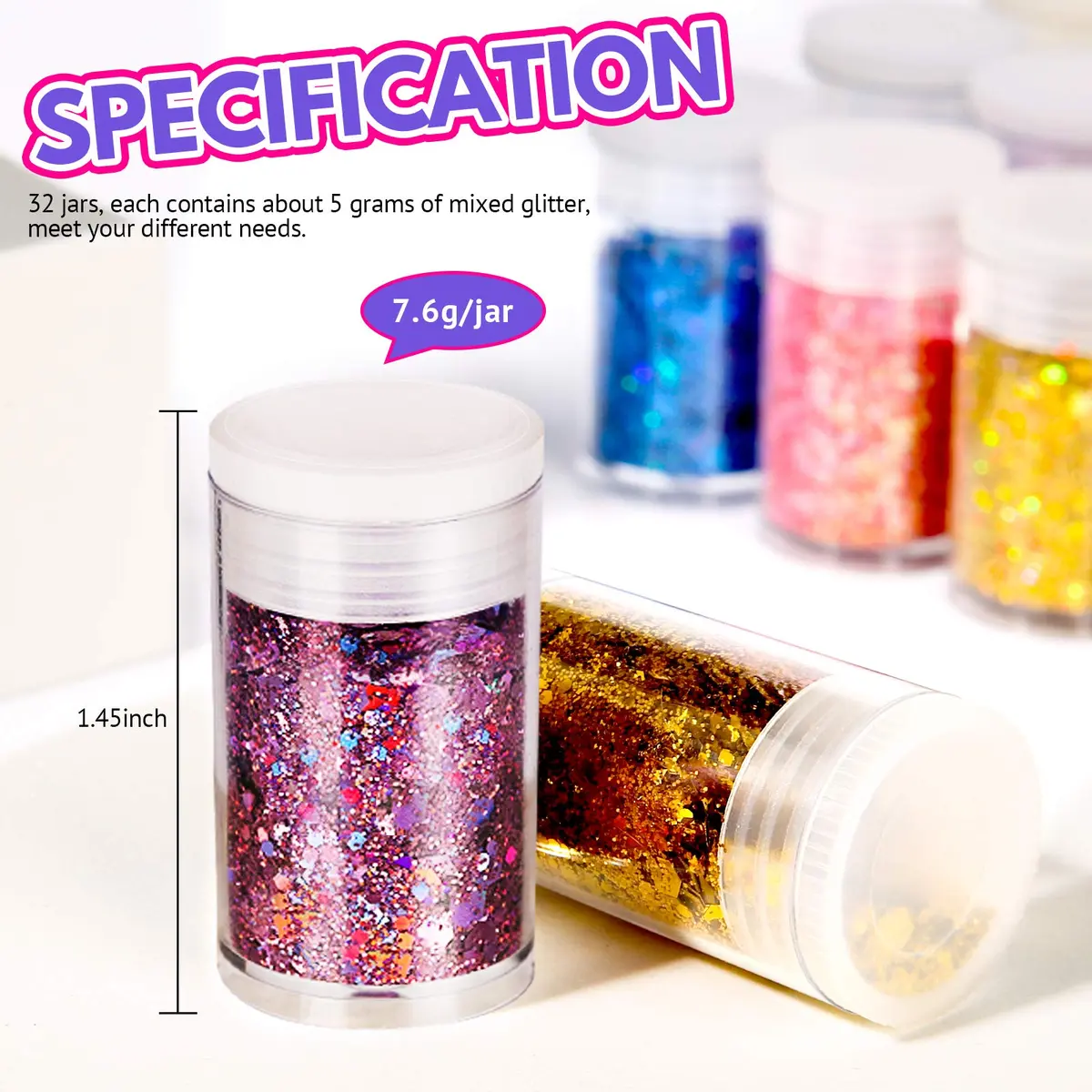 LEOBRO Holographic Chunky Glitter 32 Colors | Sparkling Craft Flakes for Resin, Nails & Face - view 8