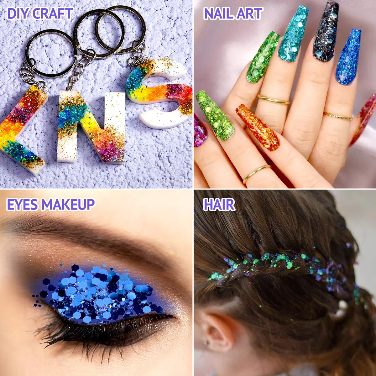 LEOBRO Holographic Chunky Glitter 32 Colors | Sparkling Craft Flakes for Resin, Nails & Face - view 3