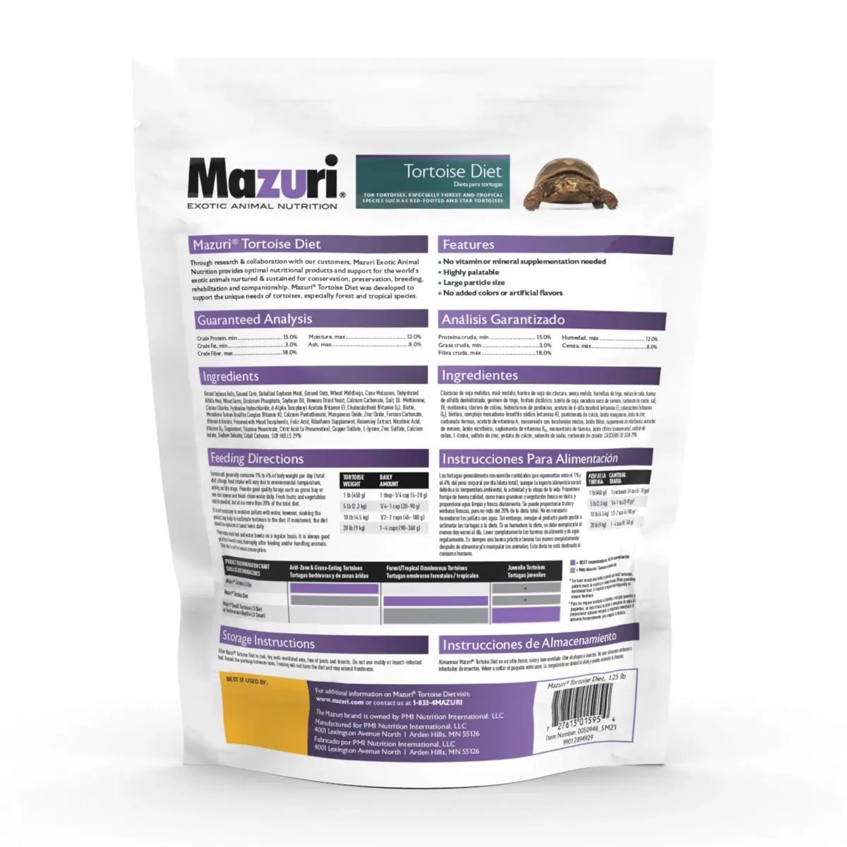 Mazuri Tortoise Diet Pellets 20 oz (567 g) | For Tropical & Forest Tortoises - view 2