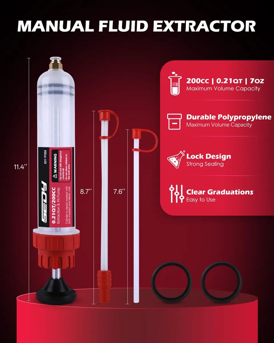 SEDY Fluid Extractor - 200cc Oil & Fluid Pump | Multi-Purpose Automotive Syringe - view 3